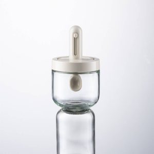 Pepper Cruet Oil Bottle Spoon Cover Glass Honey Seasoning Bottle Set Kitchen Condiment Jar