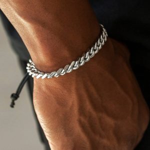 Amazon's hot new product stainless steel bracelet European and American hip-hop men's stainless steel wire rope braided bracelet 1 piece