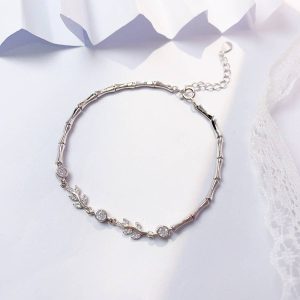 Imitation bamboo leaf S925 sterling silver bracelet