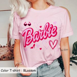 Barbie Pink Casual Style Fashion Short Sleeve Women's T-Shirt Printed Round Neck