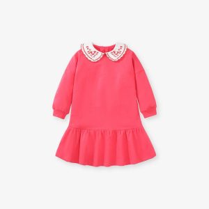 Little maven European and American children's dress autumn girls long-sleeved children's skirt pure cotton embroidery girl's skirt