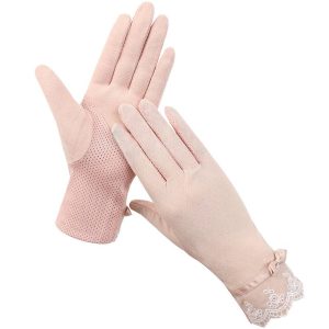 Sunscreen gloves women's thin summer non-slip riding driving anti-ultraviolet touch screen finger polyester cotton hand