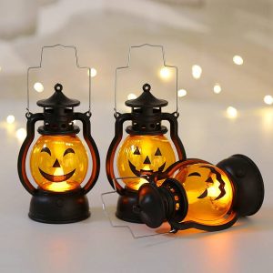Retro Hanging Halloween Jack-O-Lantern Halloween Pumpkin Lantern LED Night Light Decorative Lanterns