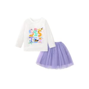Little maven children's dress set pure cotton mesh princess dress autumn European and American girls long-sleeved dress