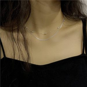 S925 silver woven necklace collarbone chain accessories for women
