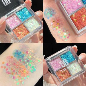 Stage makeup eyeshadow glitter gel glue-free glitter disc bright crystal eye makeup show out cosmetics four colors