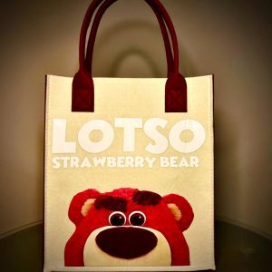 New Clashing Bear Felt Bag Printed Cartoon Tote Handbag Hundred Handbags