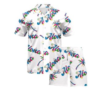 2023 summer men's suit beach letter print shirt + beach pants