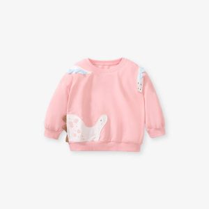 Little maven European and American girls' long-sleeved sweater cute pink sweater autumn home pure cotton long-sleeved
