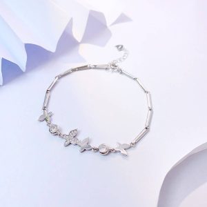 925 sterling silver butterfly inlaid bracelet