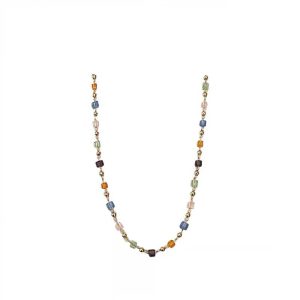 Colorful crystal beaded choker necklace