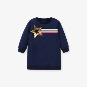 Little maven children's sweater dress autumn new European and American girls' long-sleeved dress home casual children's skirt