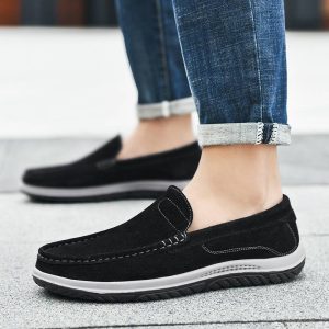 Spring and summer velvet leather Doudou shoes men's Korean version of the trendy shoes slip-on breathable comfortable lazy shoes casual shoes dri