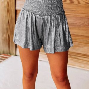 Amazon Hot New Style Casual Sports Women's Shorts Loose Elastic Waist Drape Glitter Pants Spot Wholesale