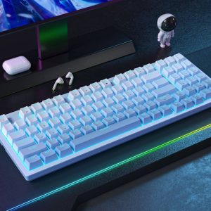 94-key hot-swappable PBT impregnated gradient keycaps Ice blue light Wired computer gaming custom shafts mechanical keyboards