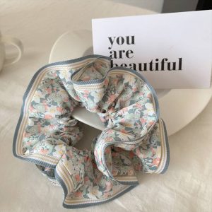 French elegant flower ribbon bow large intestine hair circle women's new retro high-end sense head rope gentle headdress for women