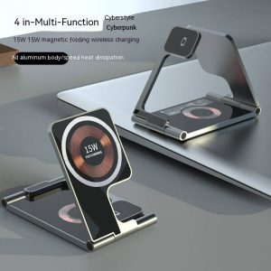 New folding Magsafe transparent magnetic three-in-one wireless charger
