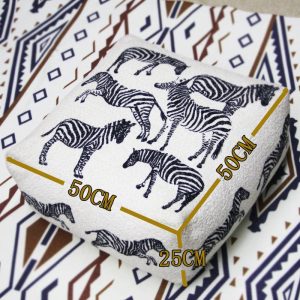 Black and white zebra embroidery pearl color system sitting pier tatami cushion for changing shoes stool removable