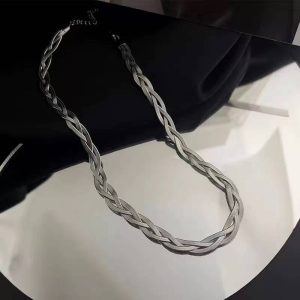 Woven titanium steel necklace collarbone chain