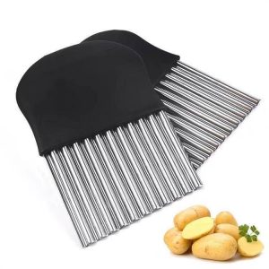 Stainless Steel Wolf Tooth Potato Knife Wave Knife Creative Vegetable Cutter Kitchen Tool French Fry Knife Vegetable Cutter Deep Ripple