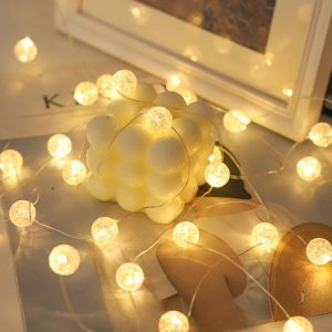 Waterproof Rattan Ball String Lights, Battery Operated, Copper Wire, Energy Efficient, Steady on/Flash/Timer 3 Mode, Indoor Outdoor Warm White Light D
