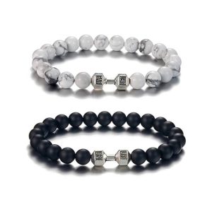 Dumbbell stone frosted bracelet Gym Bracelet