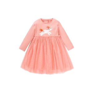 Little maven new girls mesh dress autumn European and American children's long-sleeved princess dress cotton children's dress