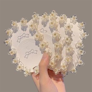 Korean Fashion Sweet Hair Accessories Cute Flower 10pcs/Box Hair Clips Baby Girls Mini Transparent Rhinestone Hair Claw Clips