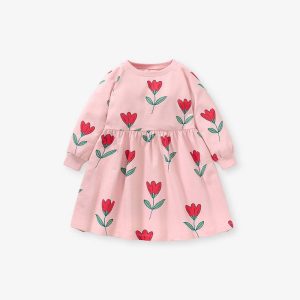 Little maven girls' long-sleeved sweater dress European and American pure cotton children's dress new cute girl's children's dress