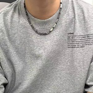 Original design textured stone clavicle chain