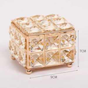 new european style gold crystal makeup storage box glass tank storage jar