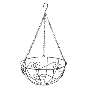 Balcony Coconut Palm Decorative Hanging Basket Wholesale Semicircle Hanging Iron Flower Pot Outdoor 12 Inch Welded Gardening Wall Flower Basket