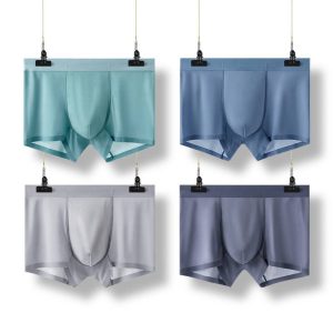 Three a piece of ice silk seamless men's underwear in the waist antibacterial breathable men's boxers a boxed
