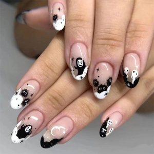Halloween themed  Wearing nails Cute little devil Nail art pieces Fake nails