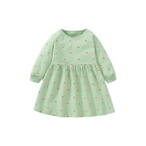 Little maven autumn girl's skirt pure cotton princess dress European and American home casual children's long-sleeved even dress
