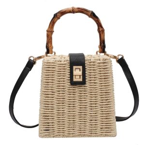High-grade texture niche bamboo handbag spring 2023 new women's bag fashion simple woven messenger shoulder bag