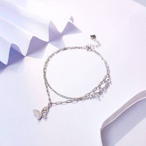 Double butterfly S925 sterling silver bracelet