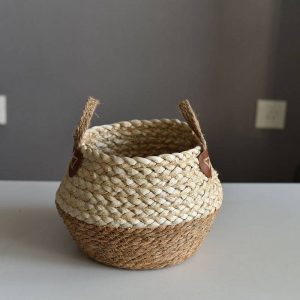 Plant Crafts Straw Decorative Straw Bags Flower Pot Weaving Home Bamboo Flower Baskets Bamboo Woven Baskets