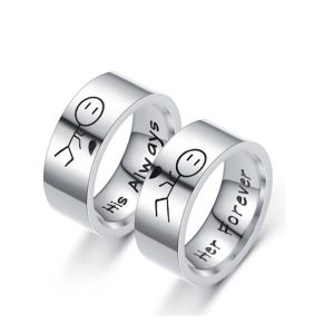 Best Selling His Always Her Forever Titanium Steel Ring European and American Hip Hop Couple Rings