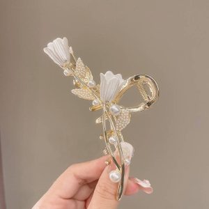 Korean tulip flower clip hair clip women's back head 2023 new style hair clip hair accessories