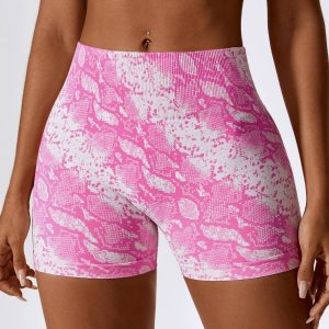 Zechuang European and American digital printing seamless yoga shorts belly control fitness pants women's hip-lifting high-waist sports shorts 734
