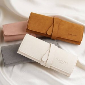 Customize Organizer Roll Earring Ring Necklace Pouch Travel Roll velvet bags custom jewelry