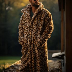 Leopard Classic Velvet Flano Sleep Coat
