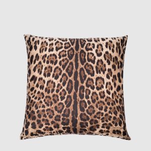 Brown silk pillow in leopard print Dolce&Gabbana