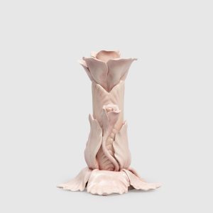 Pink ceramic candlestick with flowers Bitossi Home