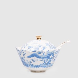 Maurilla white porcelain sugar bowl with print SELETTI