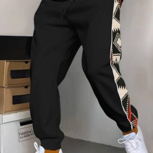 Men's Patchwork Drawstring Sweatpants