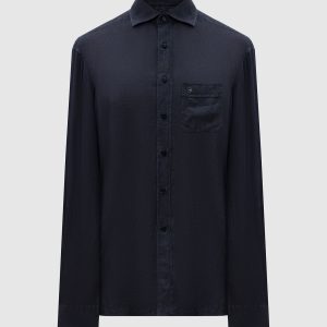 Brown linen shirt with logo emblem Stefano Ricci