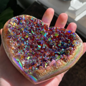 Angel Aura Heart Shaped Rainbow Crystal Cluster