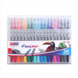 Skyglory children's painting double-headed line drawing pen, art soft-headed watercolor pen, specifications: 36-color silver rod